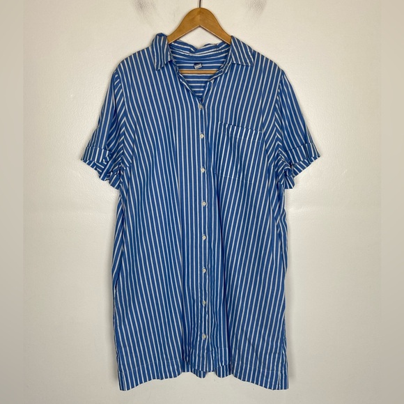 Old Navy Dresses & Skirts - Old Navy Short Sleeves Shirt Dress XL Nautical Blue Lagenlook Resort Cruise
